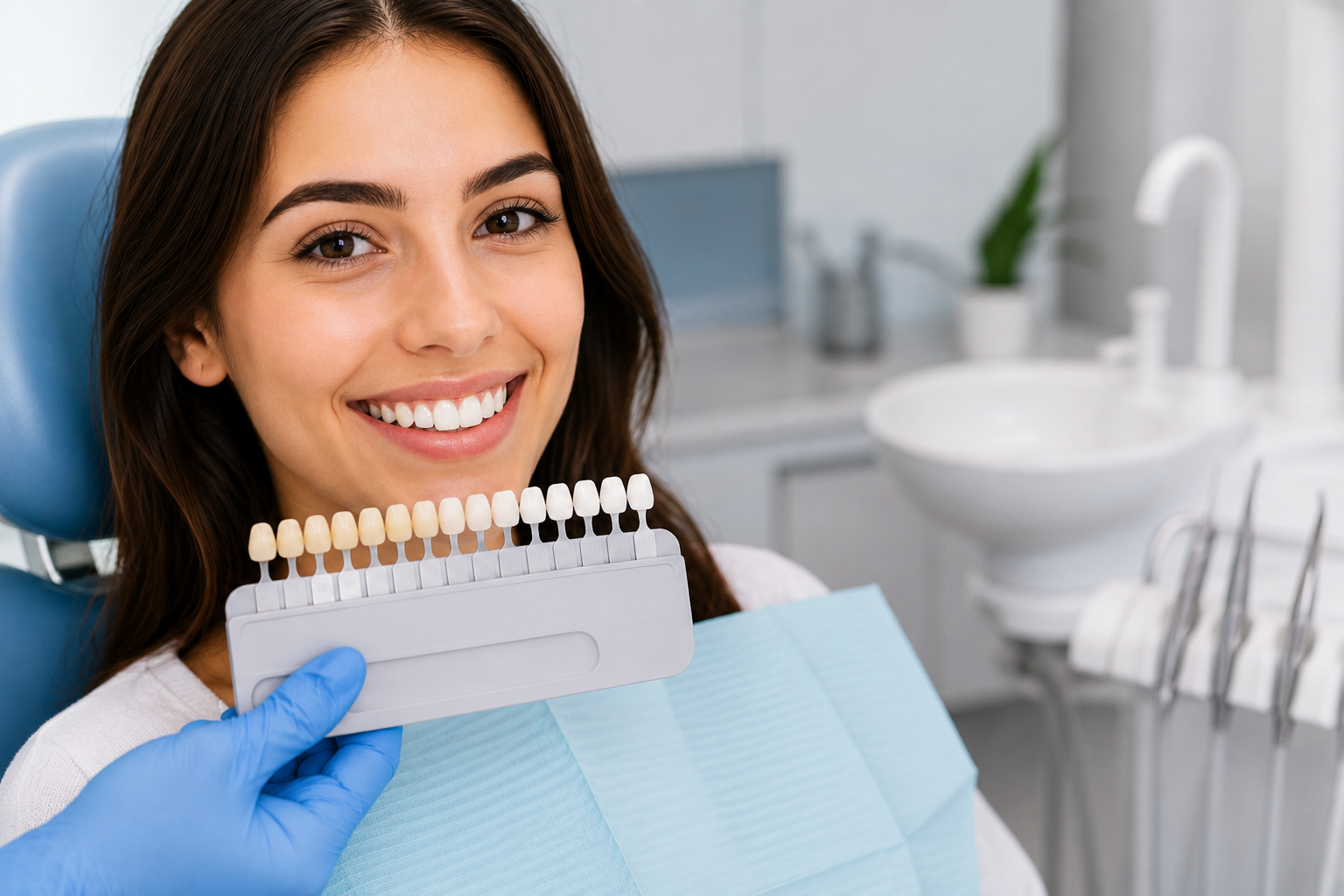 Teeth whitening after braces to brighten a healthy smile after orthodontic treatment.